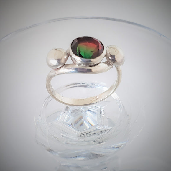 Sterling Silver and Watermelon Quartz Ring size 6 1/2