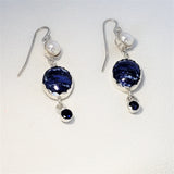 Lapis, Pearl and Sapphire Earrings