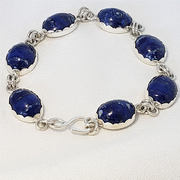 Lapis Lazuli Beads, Oxidized Sterling Silver Bracelet – Snake Bones