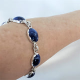 Lapis Lazuli and Sterling Silver Bracelet with Optional Magnetic Clasp