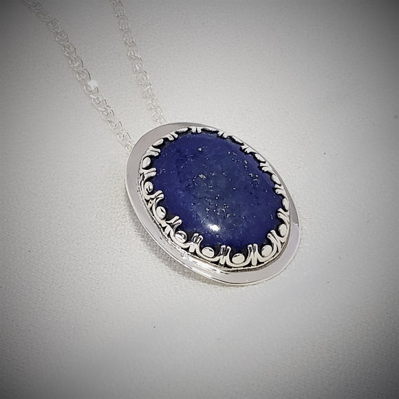 Lapis Lazuli and Sterling Silver Oval Pendant