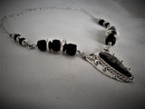 Florida Black Coral, Argentium Silver and Fossil Necklace