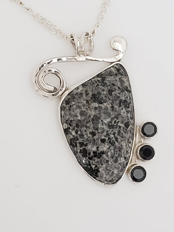 Black and White Stone and Spinel Pendant
