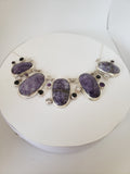 Lepidolite and Sterling Silver Choker Necklace