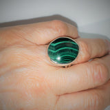 Sterling and Malachite Ring Size 7 1/2