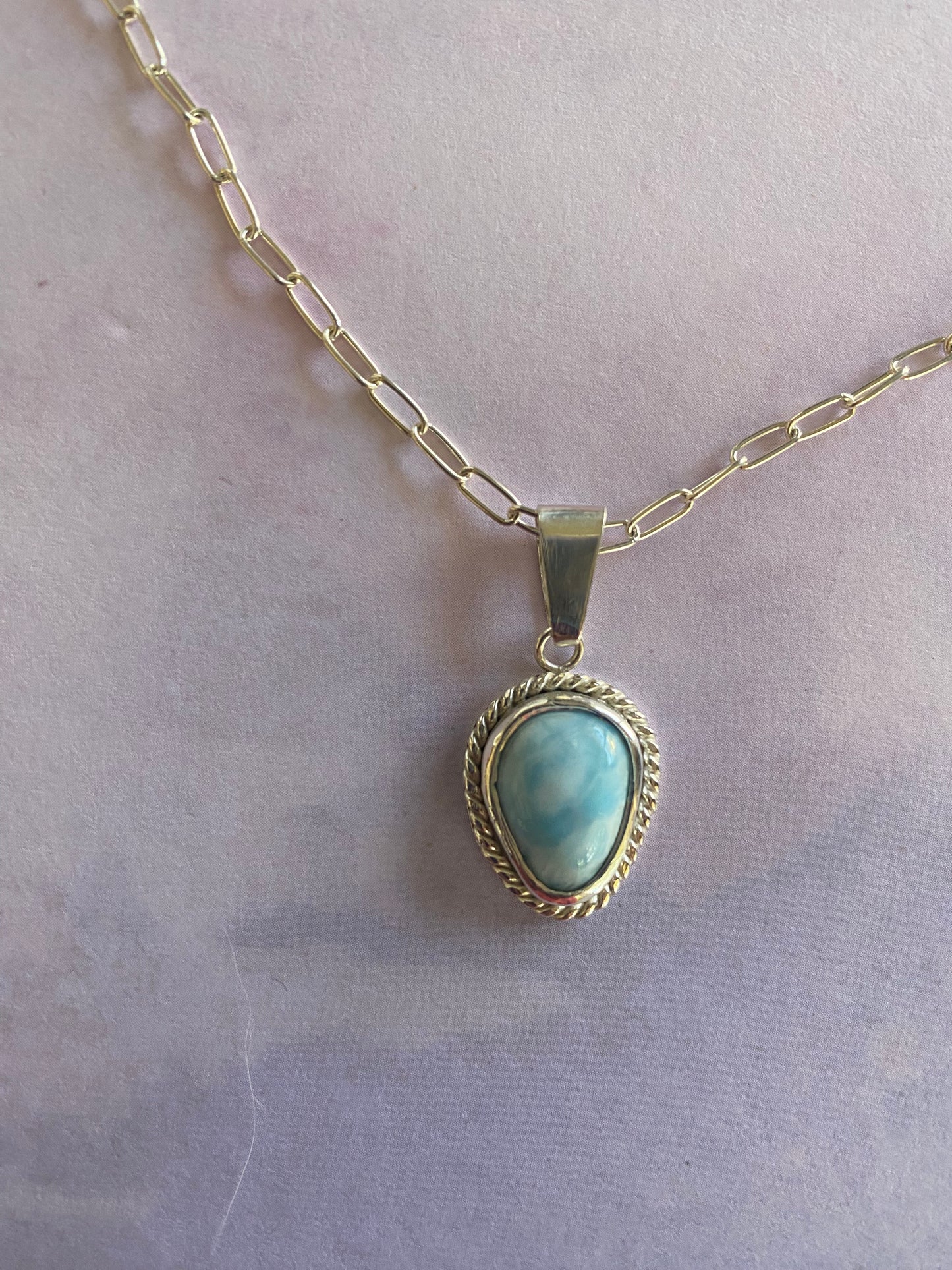 Small Larimar and Sterling Silver Pendant