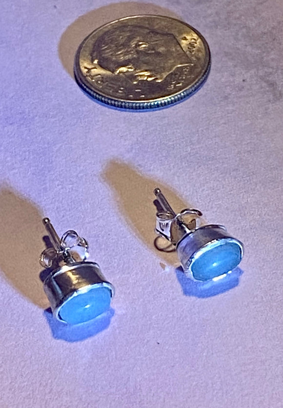 Tiny blue chalcedony and Sterling Post Earrings