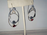 Sterling Silver Oval Earrings with Ruby