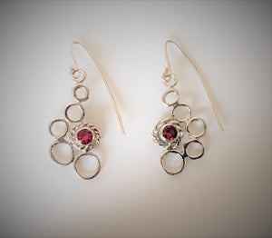 Sterling Silver Earrings with Rubies