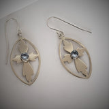 Upcycled Silver Cross Earrings with Colored Stone of Your Choice