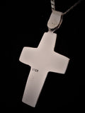 Sterling Silver Cross Inlaid with Blue Lace Agate