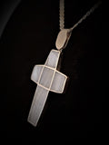 Sterling Silver Cross Inlaid with Blue Lace Agate