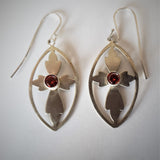 Upcycled Silver Cross Earrings with Colored Stone of Your Choice
