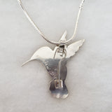 Stone-Inlaid Sterling Silver Hummingbird Pendant/Brooch