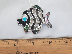 Sterling Silver Channel Inlaid Fish