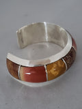 Sterling Silver Stone Inlaid Cuff in Autumn Tones